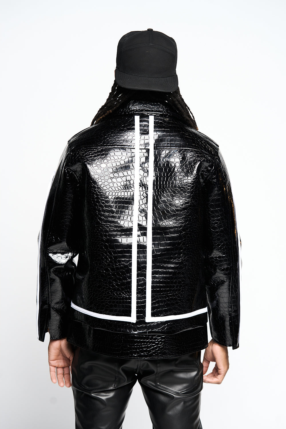 Black Crocodile Leather Jacket