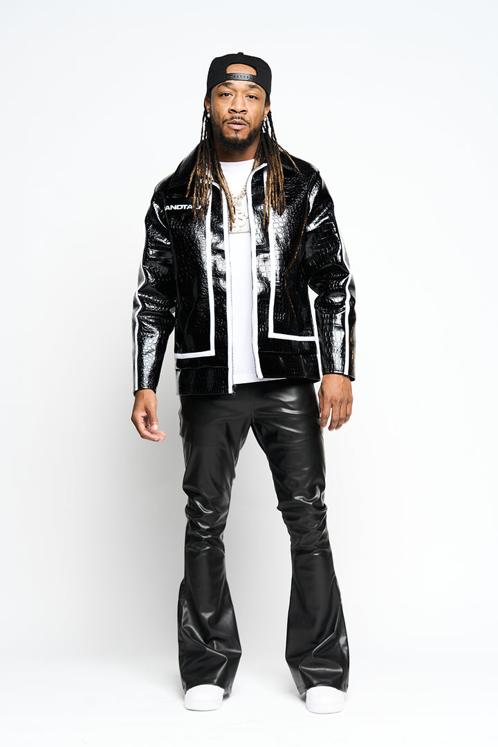 Black Crocodile Leather Jacket