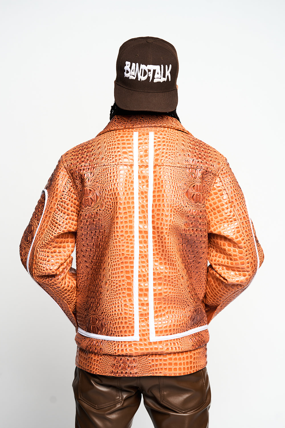 Orange Crocodile Leather Jacket