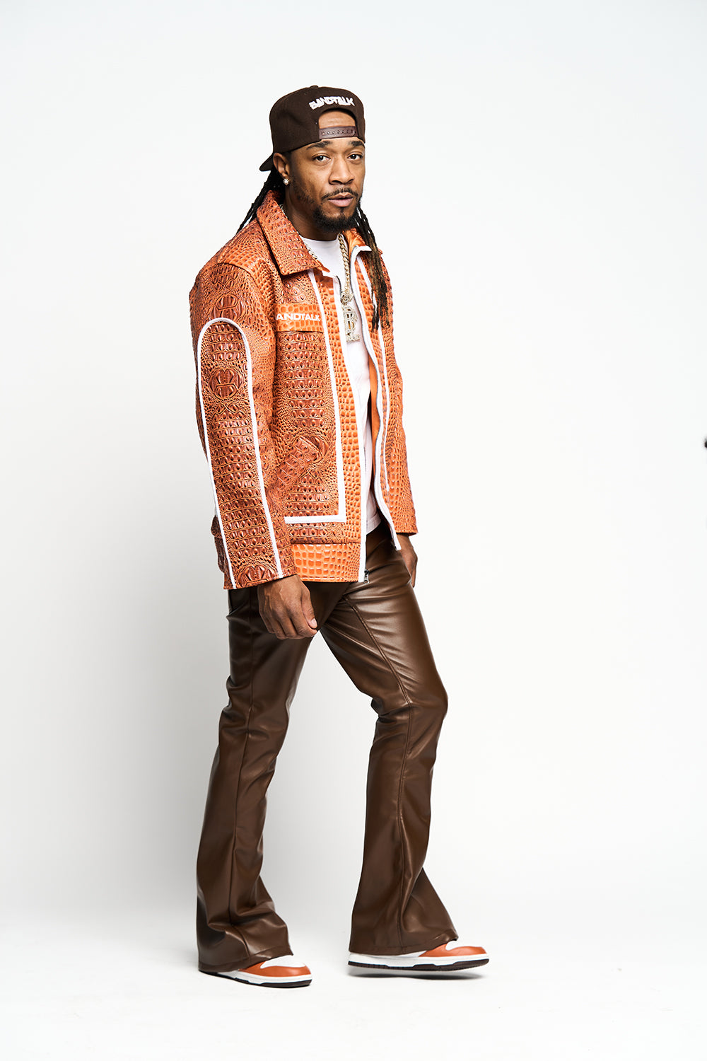 Orange Crocodile Leather Jacket