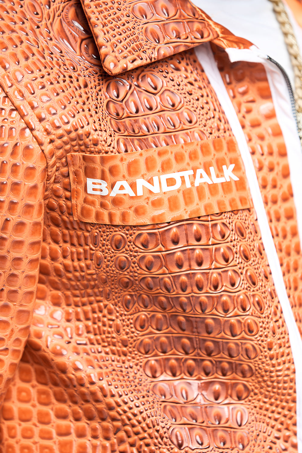 Orange Crocodile Leather Jacket