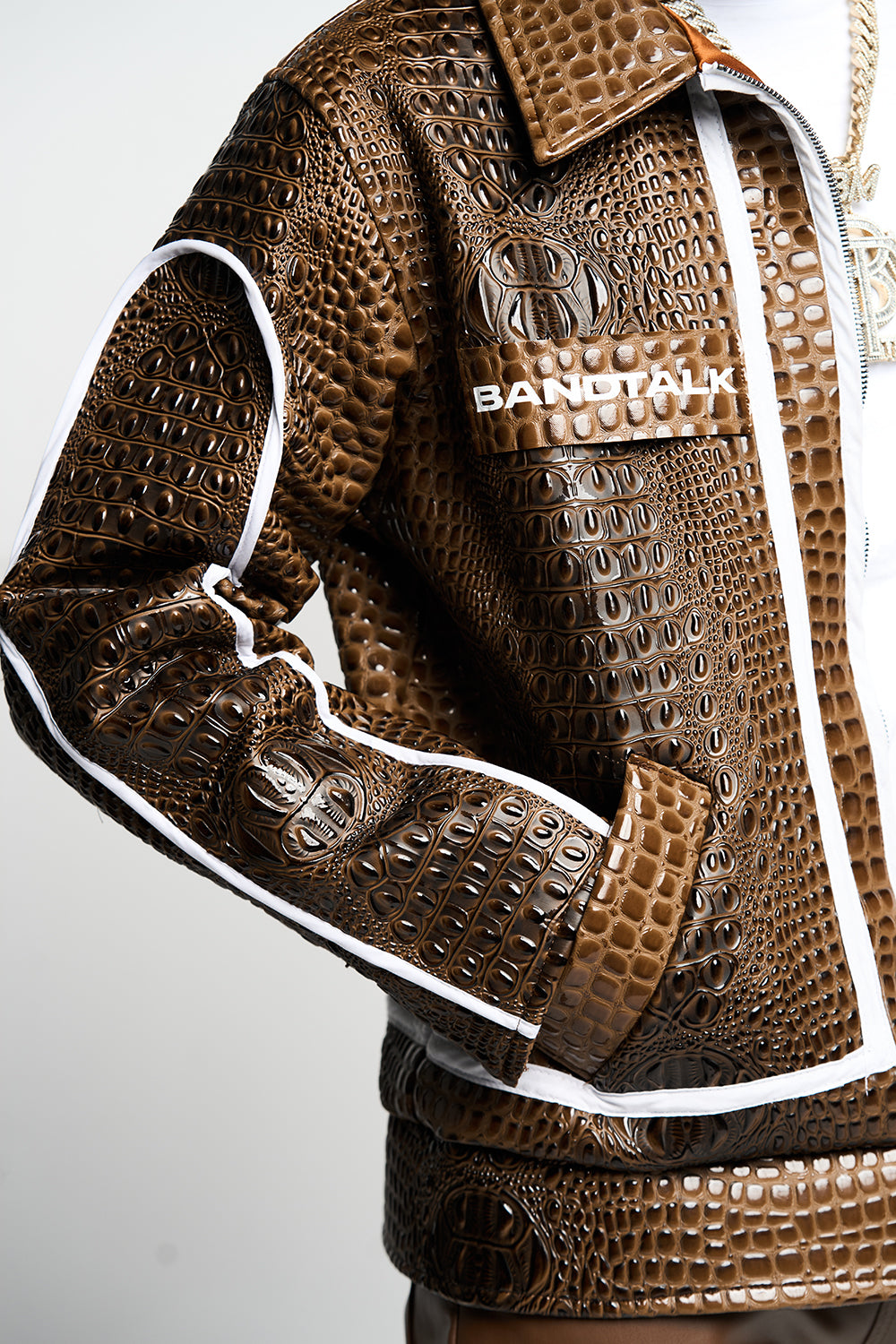 Brown Crocodile Leather Jacket